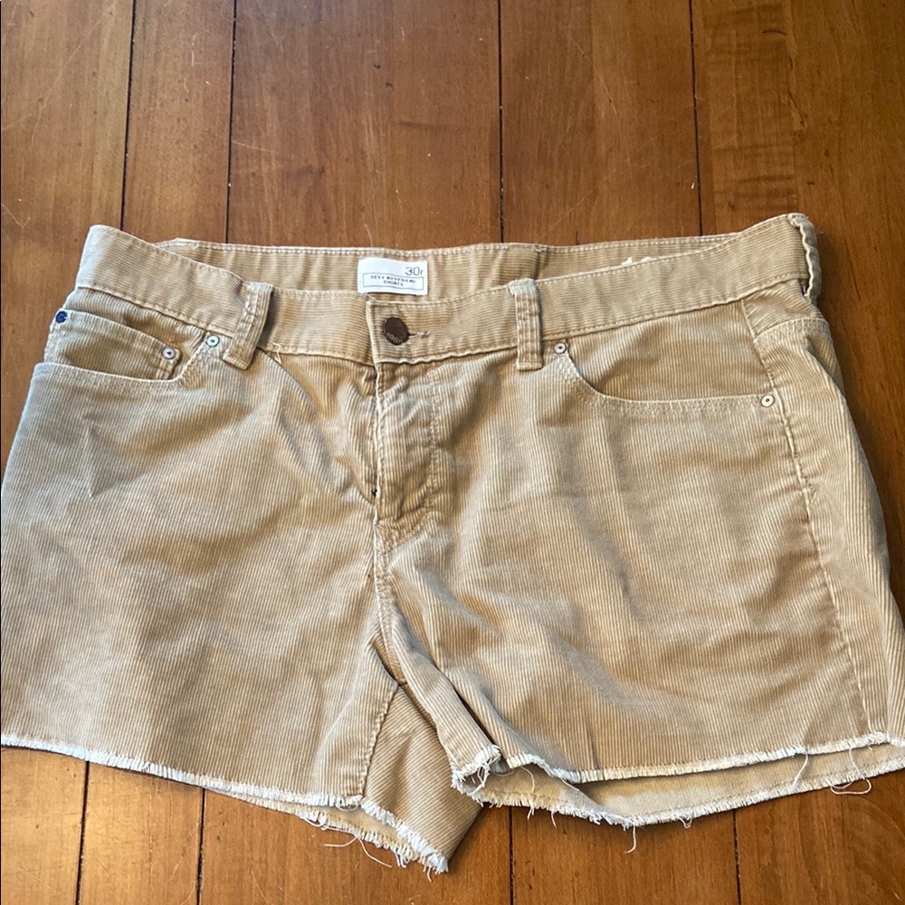 Classic Gap Tan Corduroy Jean Shorts with Frayed Hems 30R